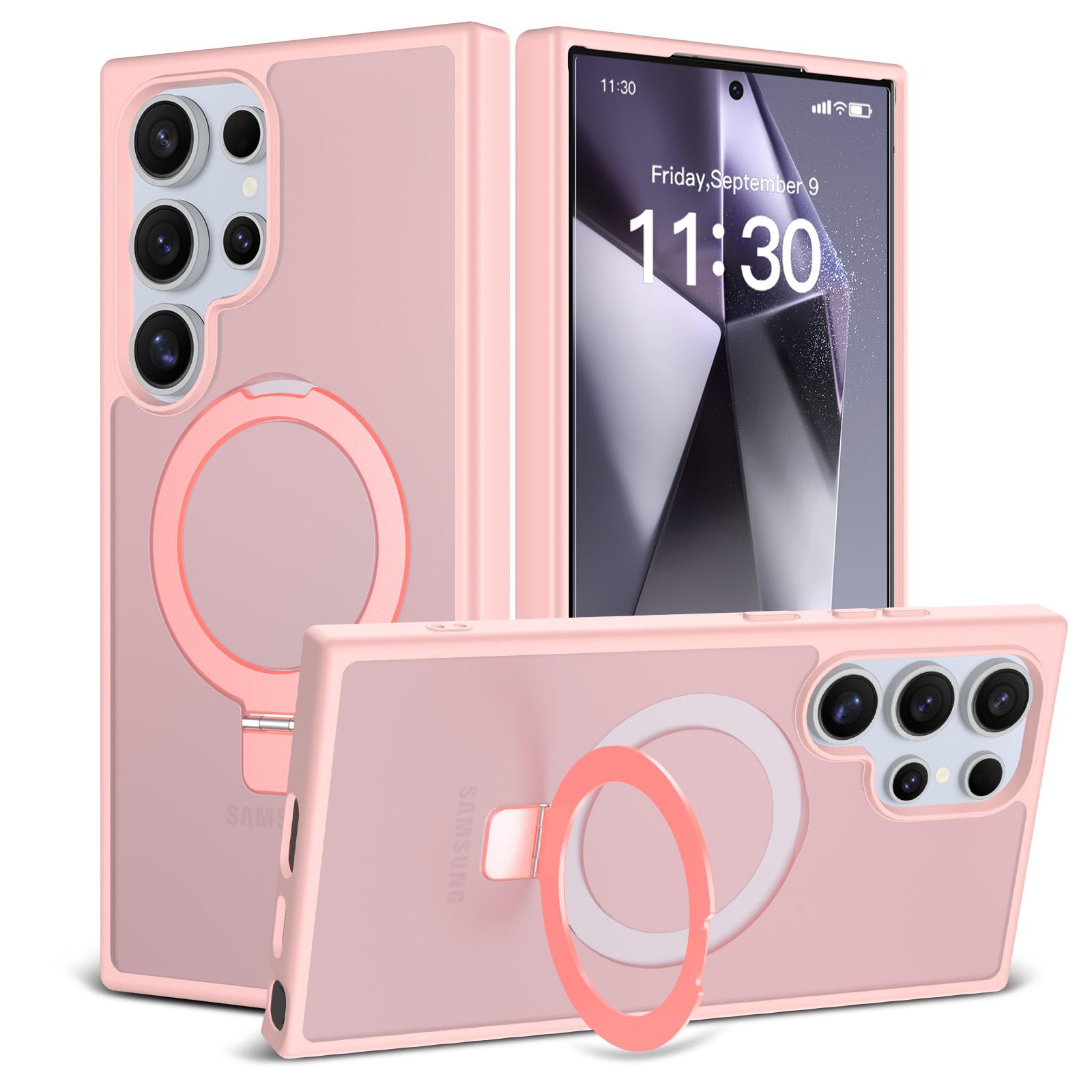 

Metal Ring Fold Stand Case For Samsung Galaxy S25 Edge S24 Plus S23 Ultra Matte Translucent Wireless Charger Cover Funda Galaxy S25 Edge