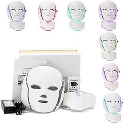 Masque pour le cou Photon Skin, Thérapie LED Photon Rouge Bleu Vert Traitement Lumière 7 Couleurs Anti-Âge Élimination des Taches Rides Blanchiment Masque de Soin de la Peau du Visage,
