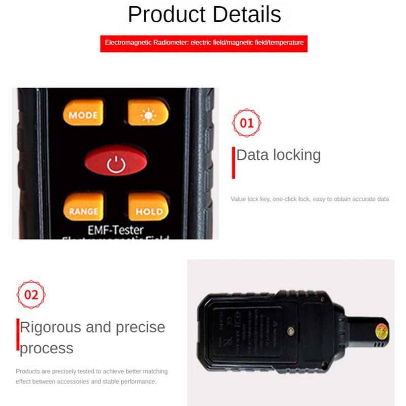 Detector portabil de radiații de câmp electromagnetic 3 în 1 Contor EMF Detector EMF pentru echipament de vânătoare de fantome