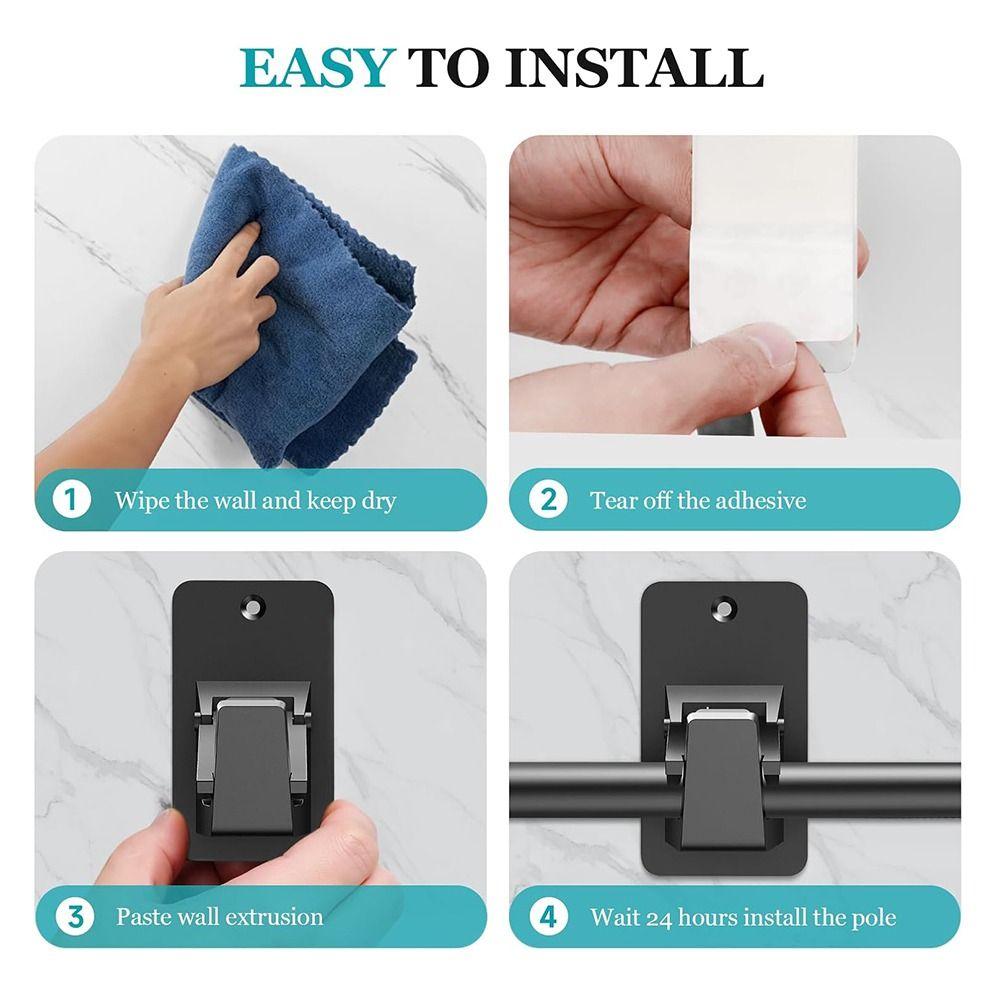 2Pcs Heavy-duty Curtain Hanging Hooks Adjustable Curtain Rod Support Curtain Rod Holders Bedroom