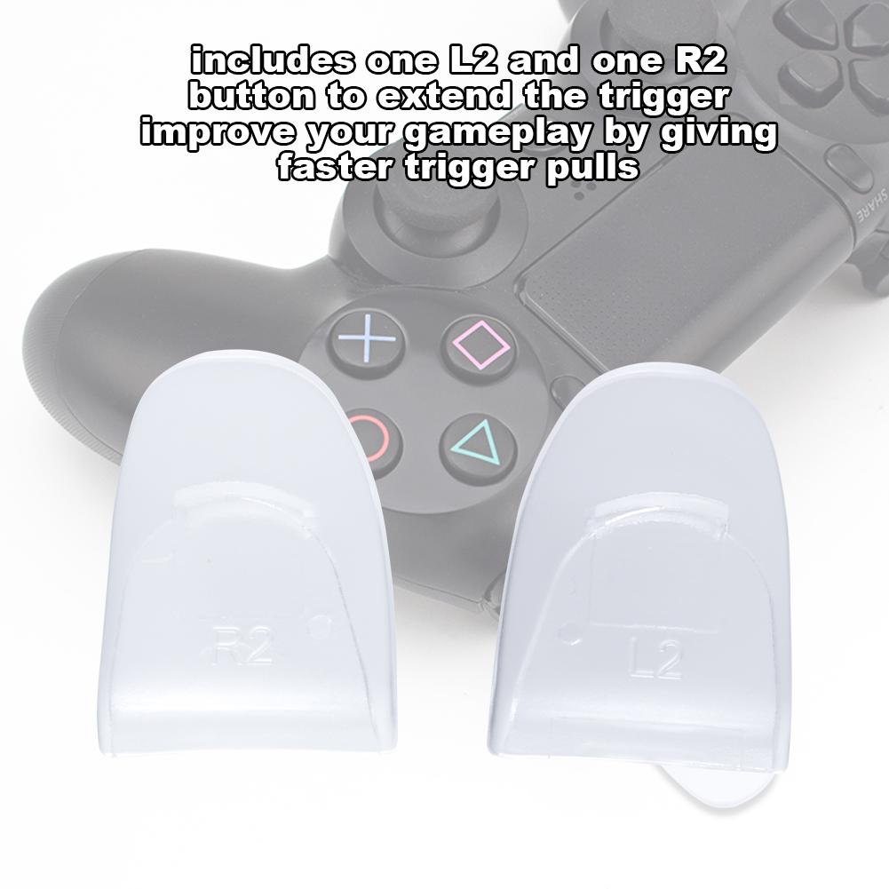 2 PCS  Set Durable R2 L2 Buttons Trigger Extender Extension for PS4 Controller (Transparent)