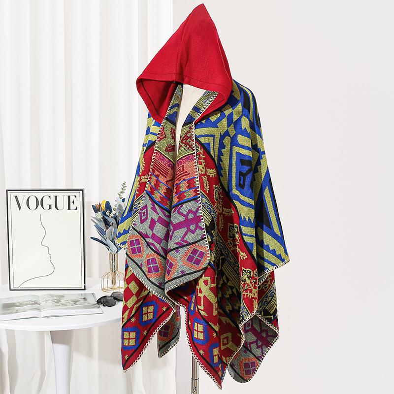 

Bohemian Ethnic Hooded Shawl Cape for Men and Women - Travel Wear 135*150 cm