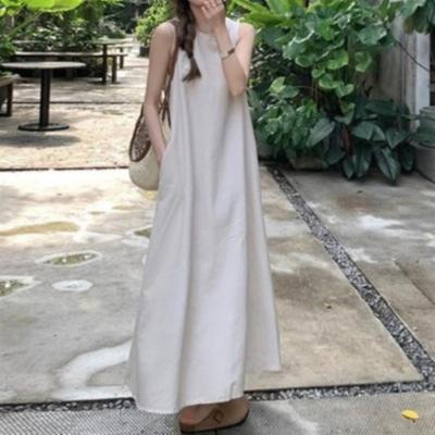 New ArrivAls Open Run Women Summer Slit Simple Sleeveless A Line Long Dress