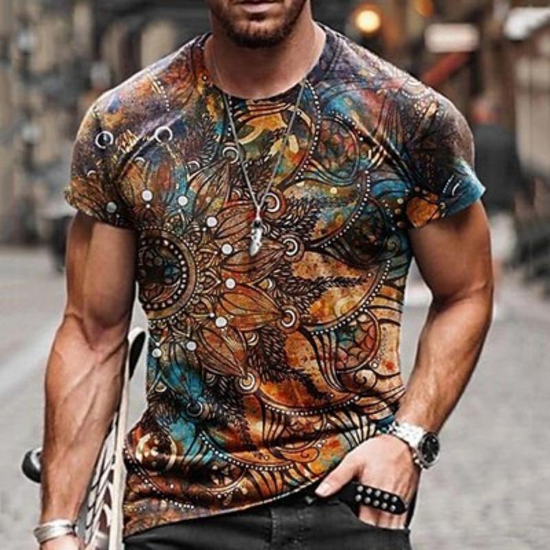 Men's Graphic Tribal Shirt T Shirt Tee Short Sleeve T shirt 3D Print Crew Neck Shirt Vintage Designer Ethnic Style Casual Daily Weekend