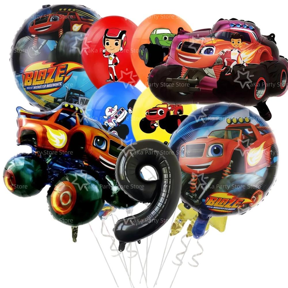 Blaze Monster Balloons Machines Race Car Birthday Party Decoration Tableware Tablecloth Plate Cup Napkin Bag Racing Party Favors