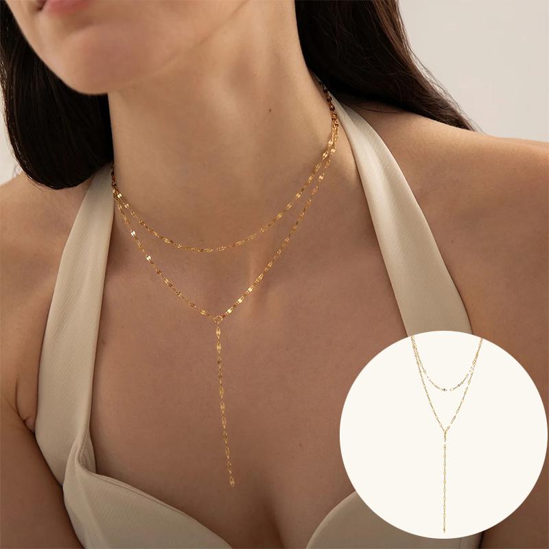 Women'S Sexy Simple Clavicle Necklace Gold Double Layered Temperament Necklace