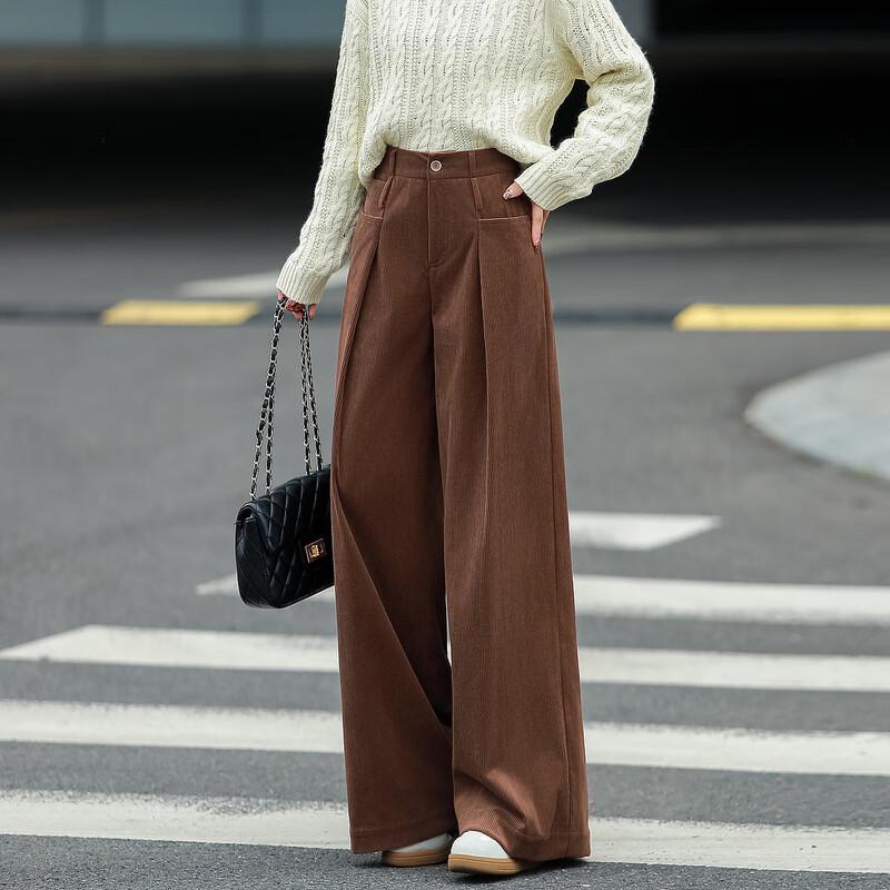 Demana Women's Warm Corduroy Wide-Leg Casual Pants