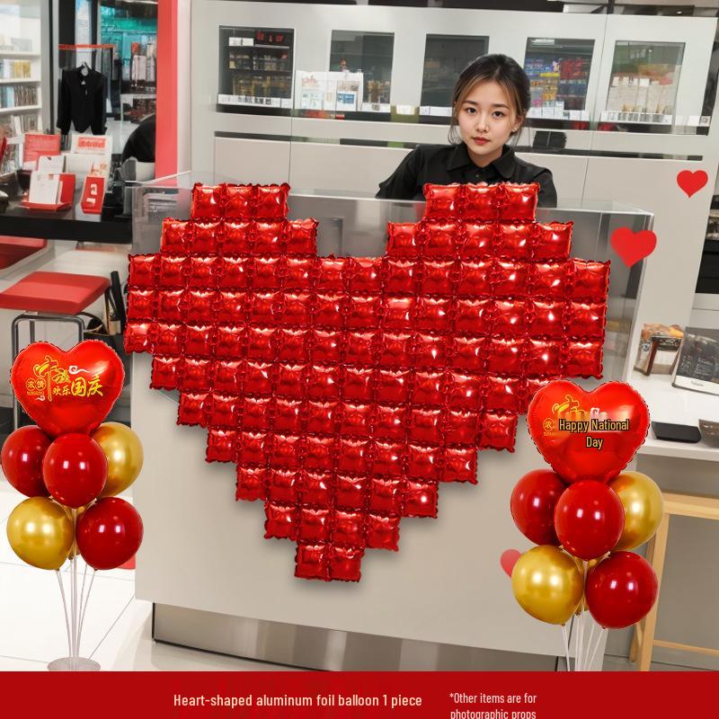 Five-Star Red Heart Balloons for National Day & Mid-Autumn Festival Décor