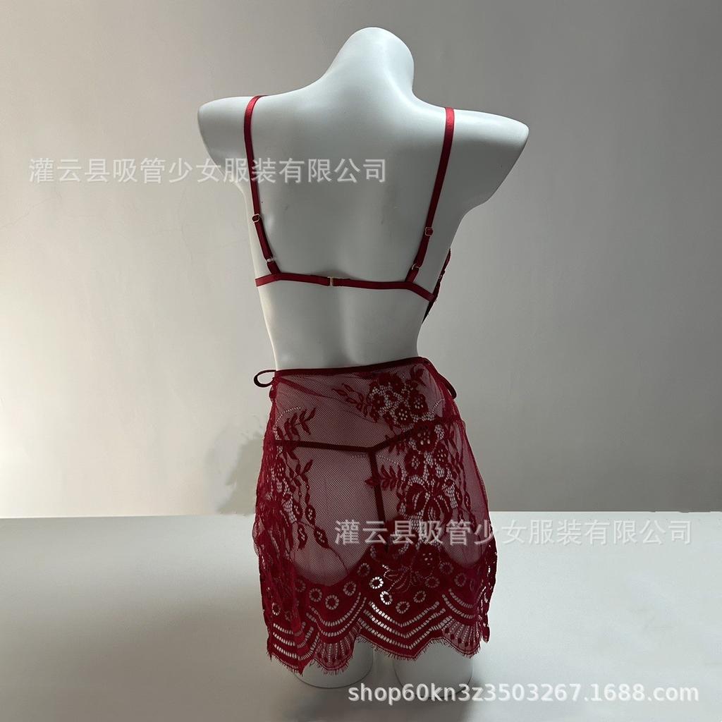 Large size sex underwear sexy water-soluble flower halter sling lace perspective thin hollow 0