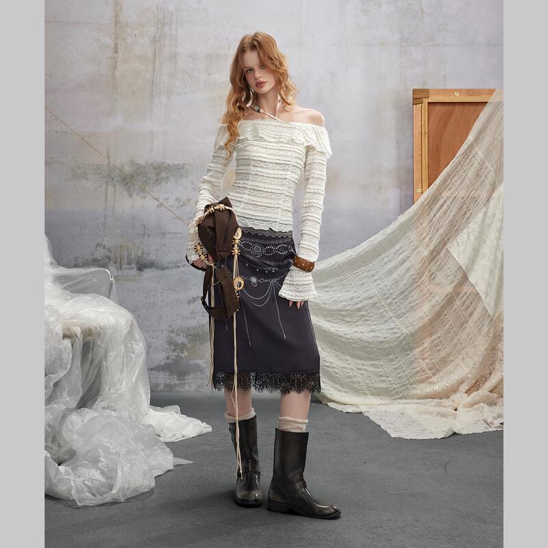 unifree Bohemian Off-Shoulder Slim-Fit T-Shirt