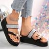 Fashion Luxury Rhinestone Flower Clip Toe Sandals Women Lightweight Crystals Wedges Slippers Woman Plus Size 36-42 Platform Slides Mujer