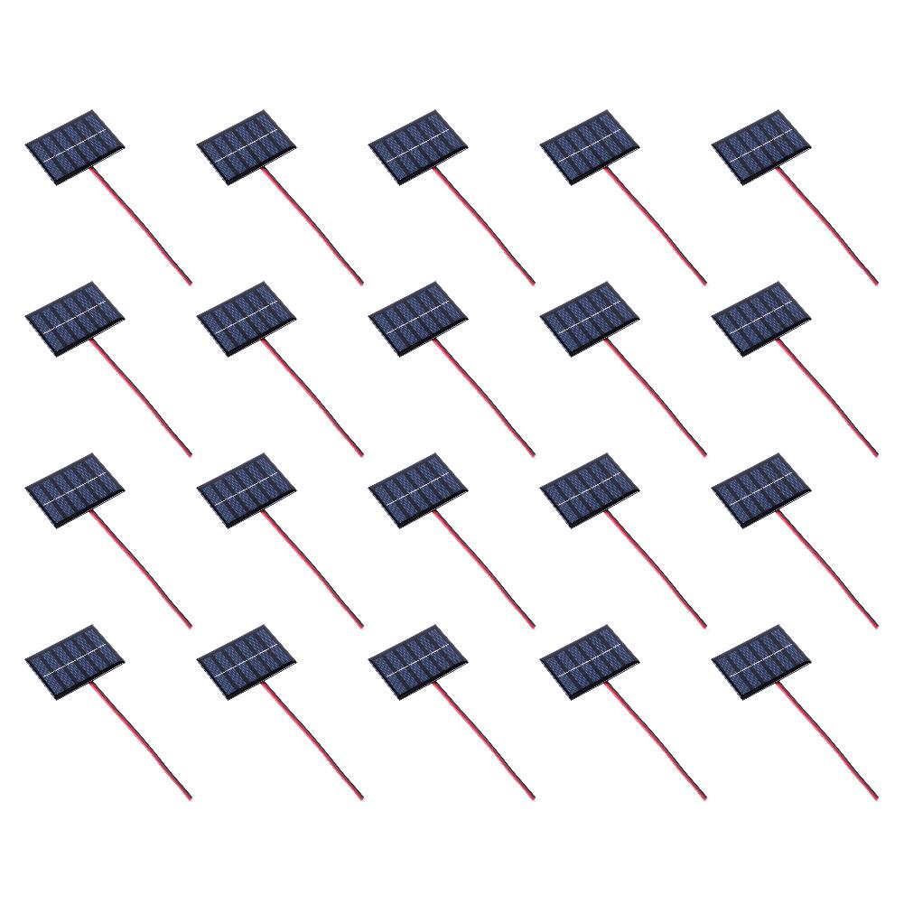 5-20Pcs Solar Cell 100MA 1W 3V DIY Polysilicon Solar Epoxy Cell Charger with Cable for Lamp Fan Pump for 2-3V Battery Charging