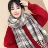 Mohair Winter Cashmere Scarves Tassel Long Shawl Retro Plaid Wool Scarf  Girl