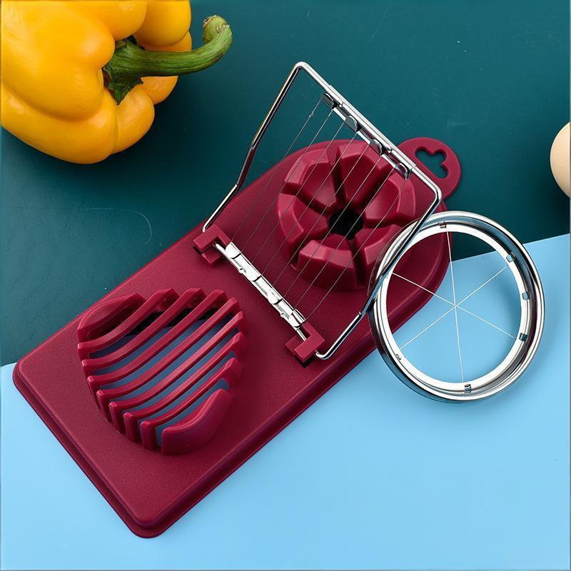 Multi Functional Egg Cutting Artifact Kitchen Household Stainless Steel Cutter Preserved Eggs Divider Two In One Egg Cutter