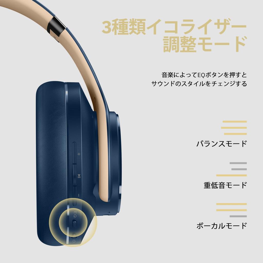 DOQAUS LIFE3 Bluetooth 5.3 Wireless Headphones, 50 Hours of Continuous Playback, 3 EQ Sound Modes, Over-Ear Headphones with Built-in Microphone,