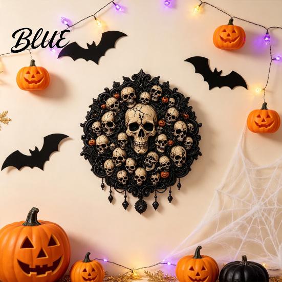Year Round Dark Decor Gothic Halloween Wall Decor Vintage Relief Skull Ghost Bat Party Plaque Aesthetic Hanging Art for Entryway Living Room