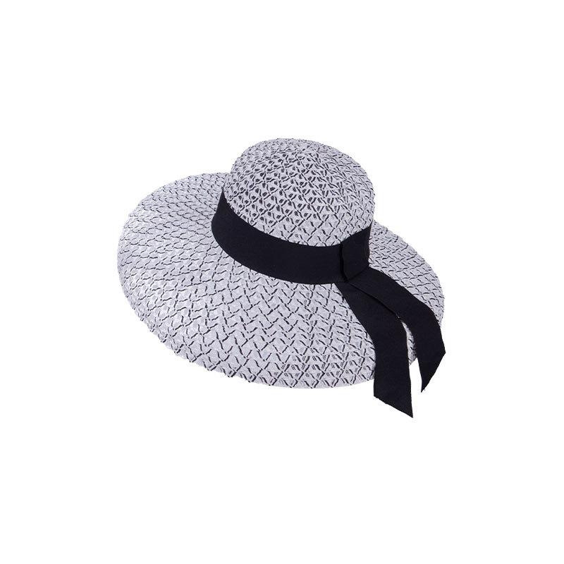 1Pc Big-Eared Hat For Women Black Bow Tie Side Shade All-In-One Beach Hat For Outdoor Beach Vacation  And Elegance