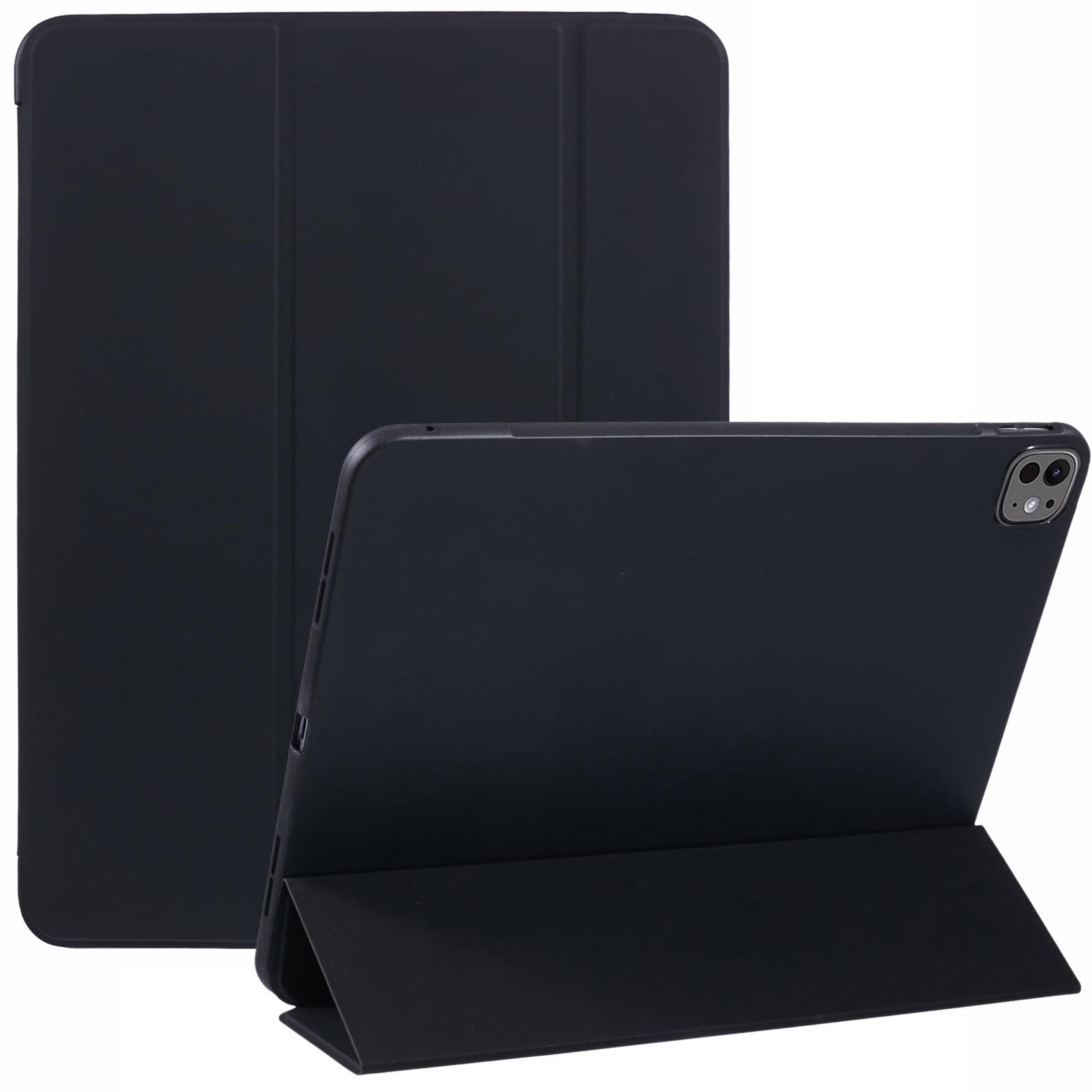 

For iPad Pro 13 (2024) Case PU Leather Tri-Fold Stand Tablet Cover Auto Wake/Sleep Black