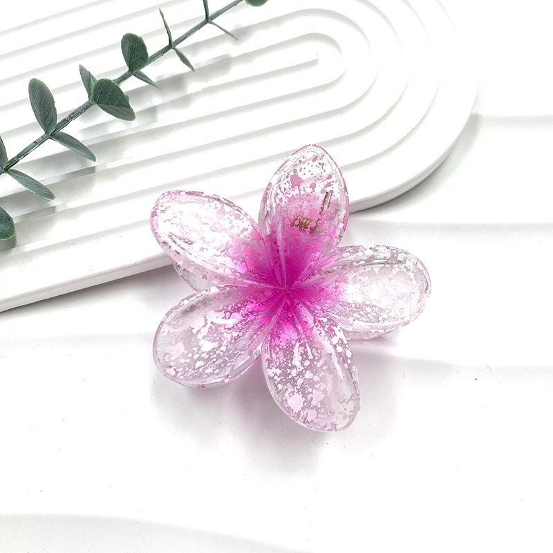 Retro Colorful Frangipani Flower Hair Claw Clip for Women