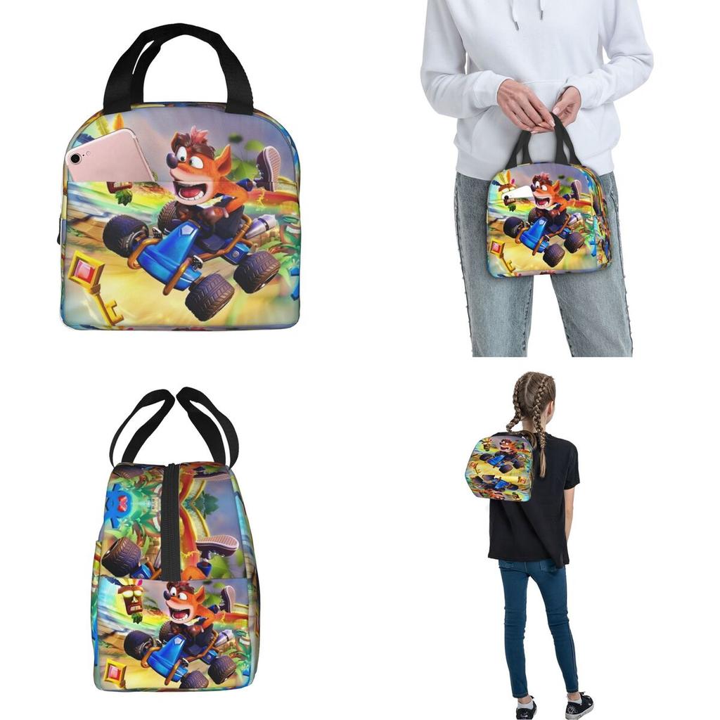 Insulated Lunch Bag Crashs Bandicoots Merch Video Game Storage Food Box Unique Design Cooler Thermal Lunch Box For Travel