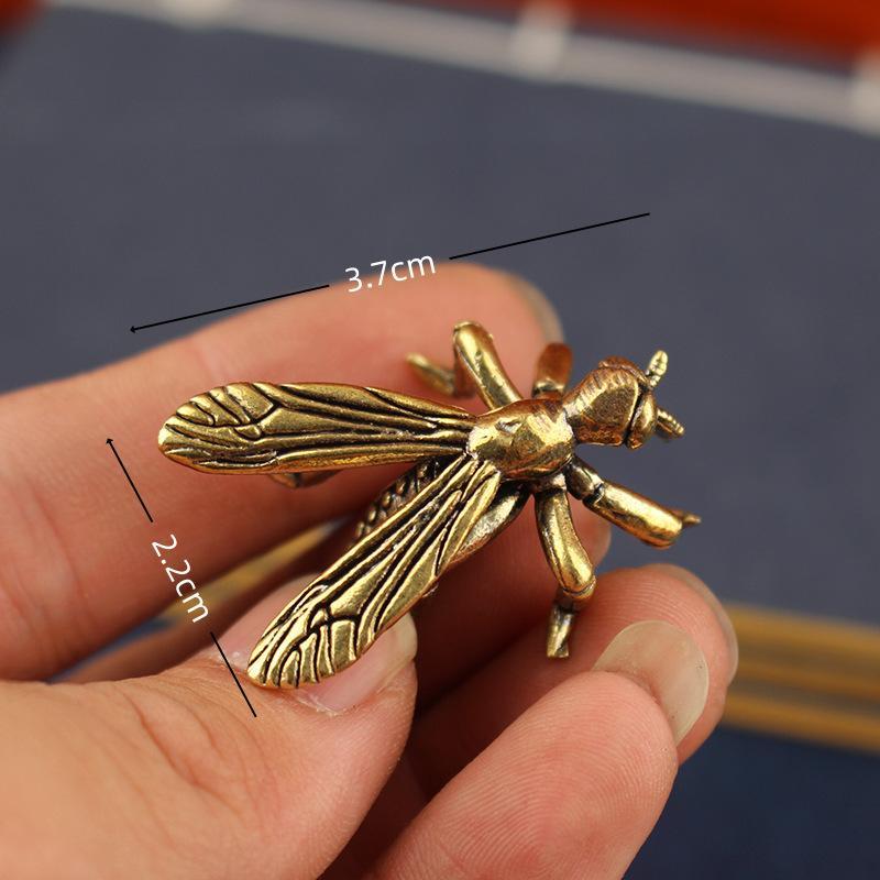 Brass Mini Insect Figurines Retro Antique Finish Exquisite Carved Small Decor for Home Shelf Art Collection Birthday Gift Choice