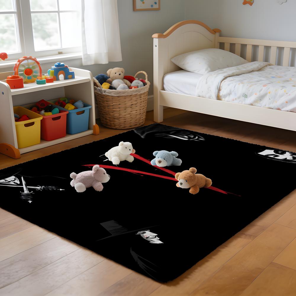 Floor Mat Soft Flannel Rug Non Slip Absorbent Mat for Bathroom Bedroom Home Decor V Venoms Black Metal Band