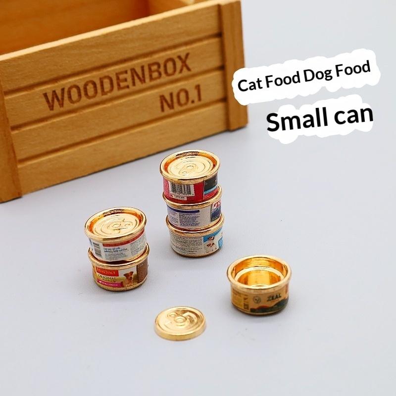 1/5Pcs 1/12 Dollhouse Simulation Pet Food Can Mini Cat Dog Food Toy Pretend Play Doll House Home Decor Accessories