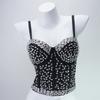 Sparkling Pearl-Embellished Longline Bustier Corset with Boning Women's Outerwear Top Bra Vest  Fashion