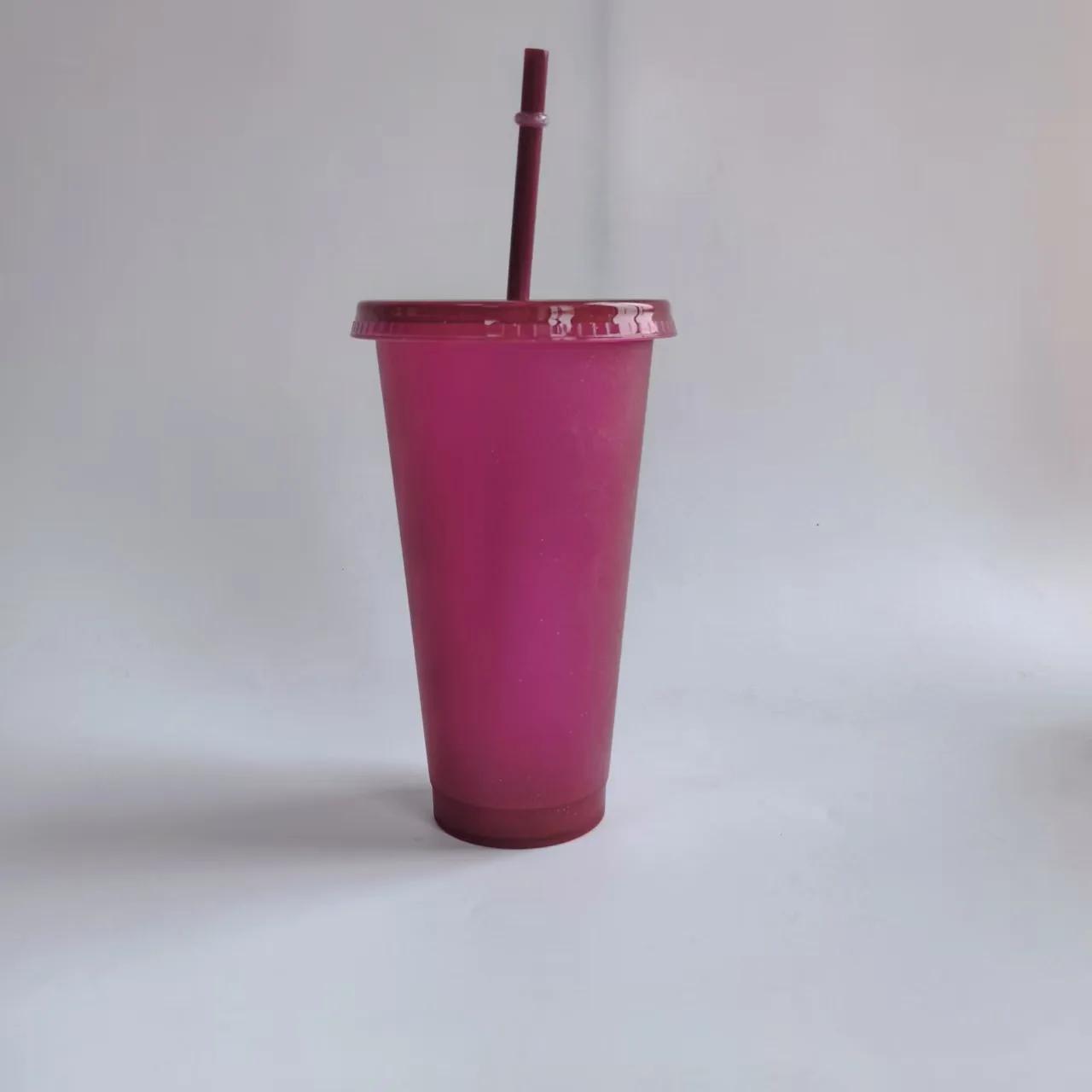 

5pcs 710ml Reusable Plastic Straw Cup Large Capacity Leakproof Travel Tumbler for Coffee Smoothie Home Birthday Party Takeaway 701-800ml