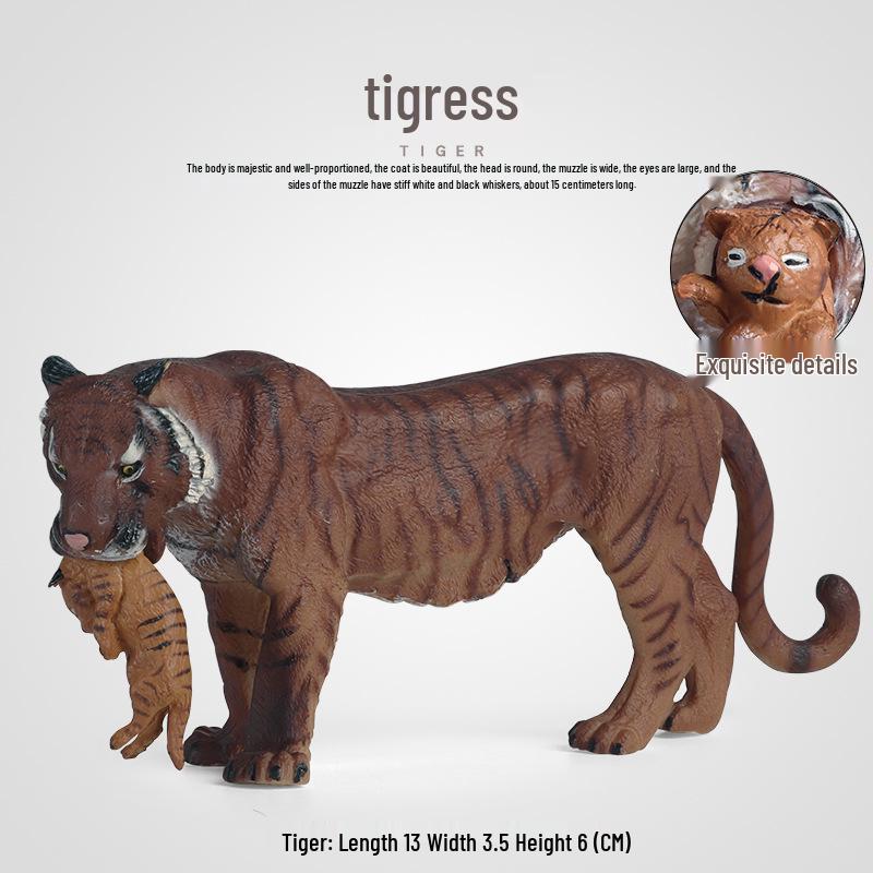 Realistic Mother Tiger with Cub Set: Male and Female Tiger Cubs Figurines