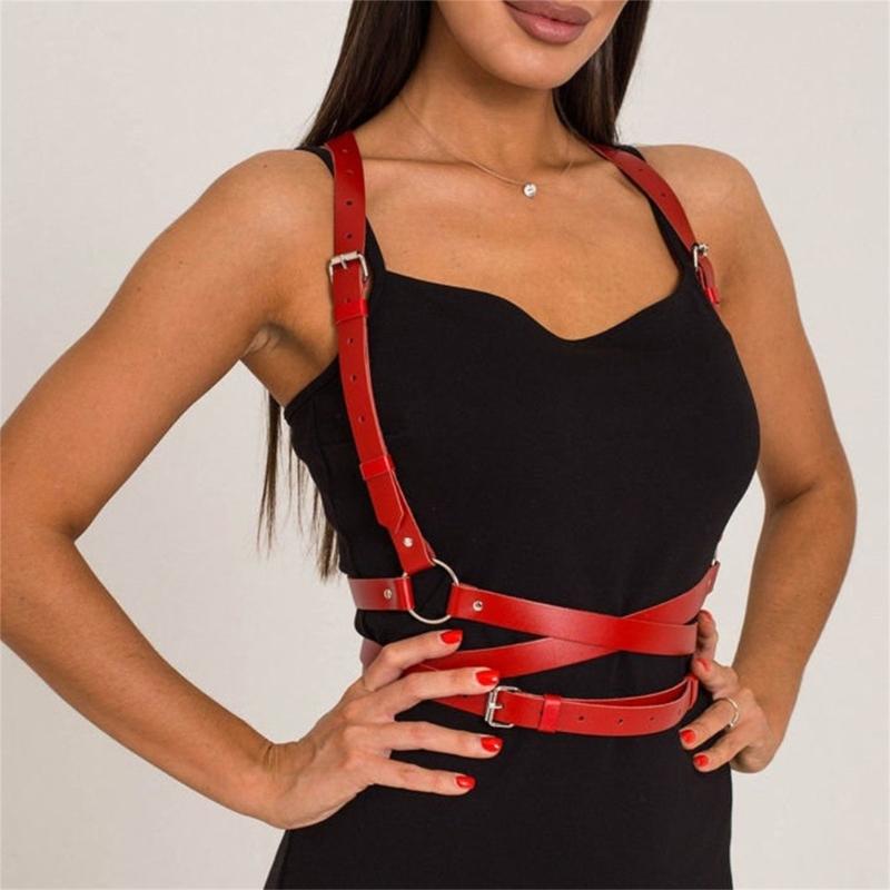 Adjustable Punk Style Synthetic Leather Waist Cincher Women's Harness Belt For Body Shaping And Fashionable Outfits