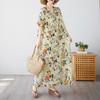 DIMANAF 2025 Sommer Übergröße Kleid Basic Damen Lässig Locker Vintage Neu Lang Übergroß Blumenkleid Maxi