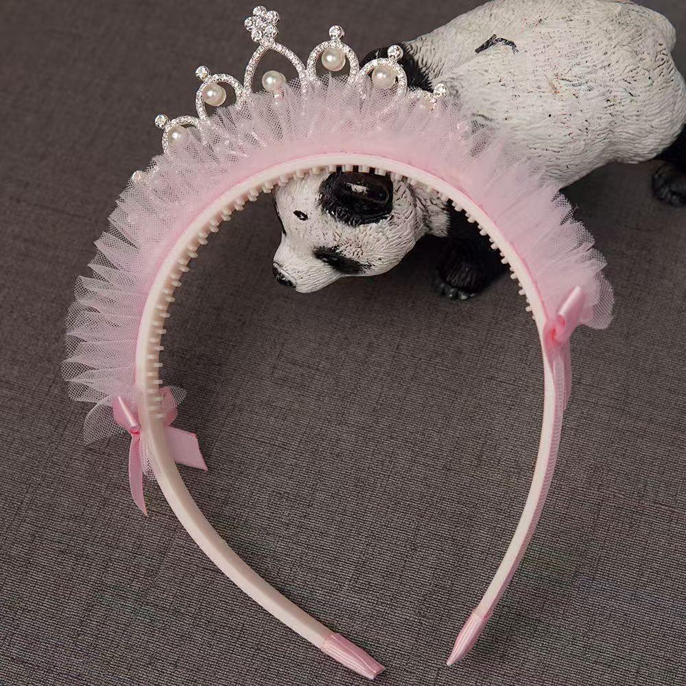 Crown Hair Accessories for Little Girls Sweet Fresh Sweet Mesh Bow Hair Clamp and Children's Hair Band Girl's Crown Headband