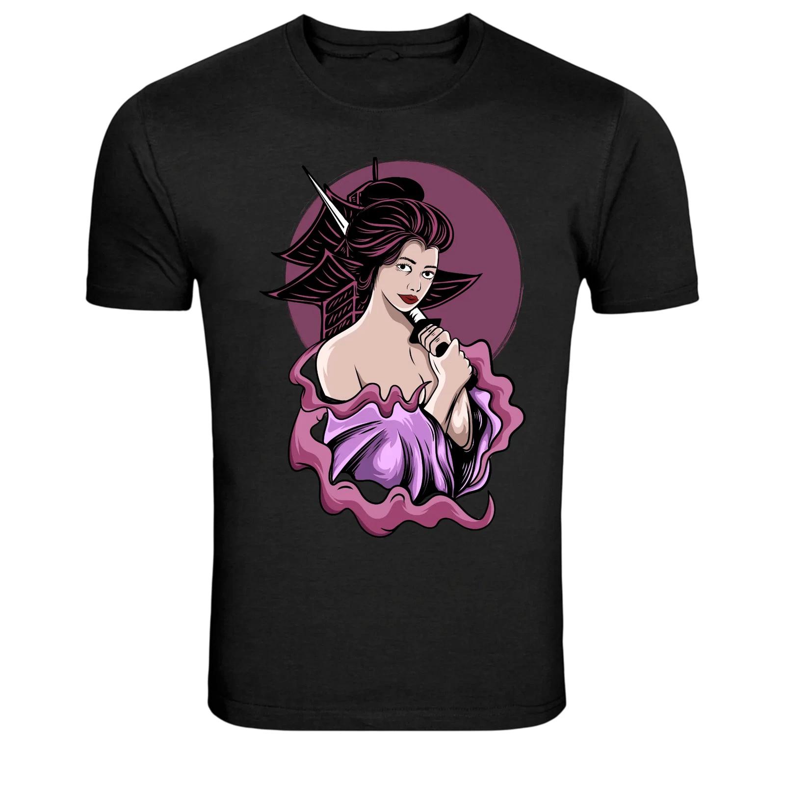 Geisha Warrior Woman Katana Graphic T-Shirt 2XL