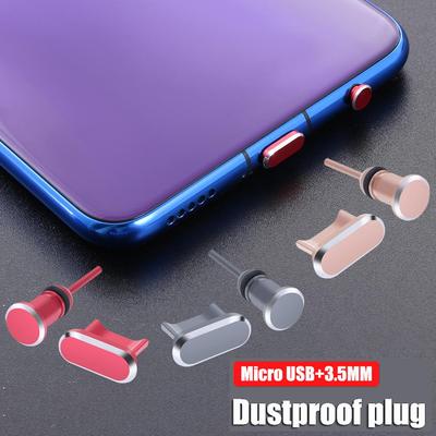 Staubschutz für Kopfhöreranschluss Ladeanschluss Abdeckung Micro USB 3,5mm Buchse Metall Staubstopfen für Android Handy