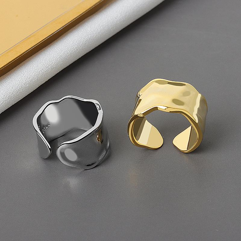 Real 925 Sterling Silver bump gold color Ring For Fashion Women Party Cute Fine Jewelry Minimalist Accessories 2020 gift