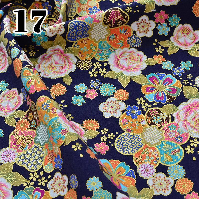 50/100/200cm Japanischer Kimono Cheongsam Bronzefarbener Druckstoff Kirschblüten Nähbaumwollstoff DIY Tasche Patchwork Zubehör