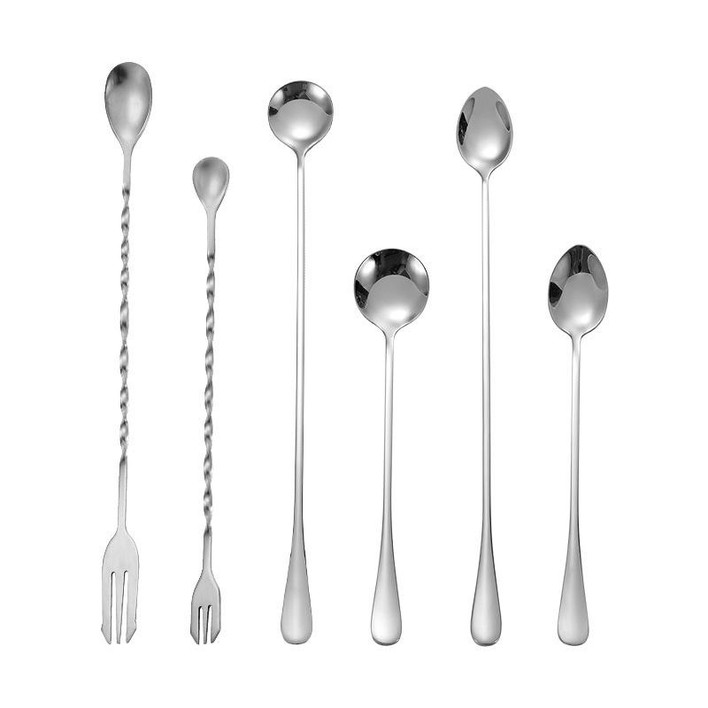 304 Stainless Steel Double-Headed Spiral Bar Spoon with Long Handle