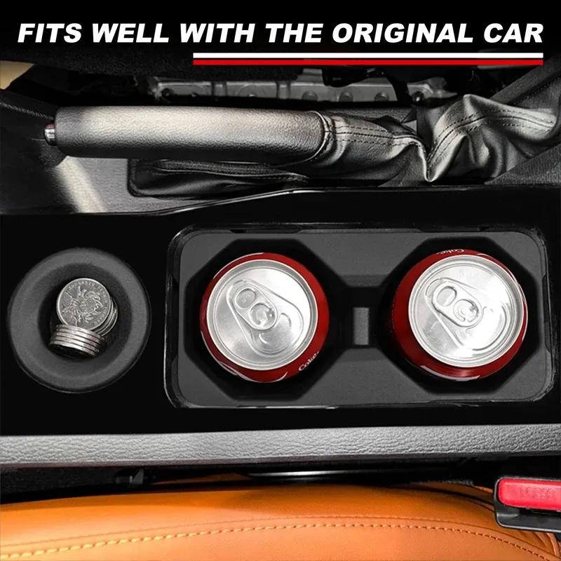 Cup Holder Storage Tray Shock-Absorbing TPE Tidying Car Accessories Black Suitable for Mitsubishi Triton L200 2024 2025