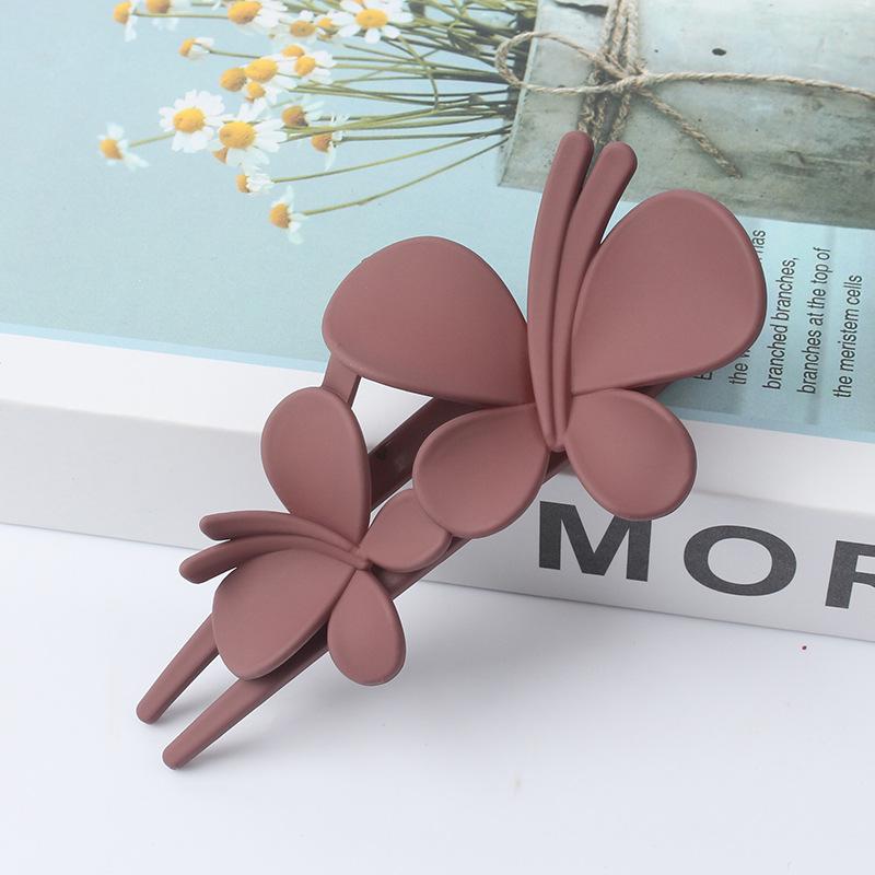 Frosted Double Butterfly Duckbill Hair Clip for Elegant Updo