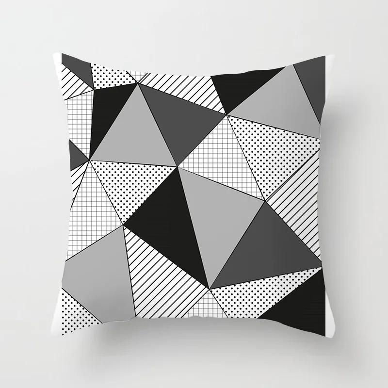 Geometric Cushion Cover Black and White Pillow Case Cover Striped Dotted Pillowcase Grid Triangular Geometric Cushion Cover