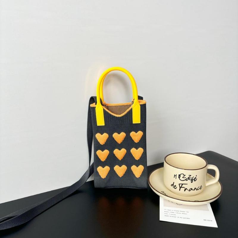 New Love Mobile Phone Bag High-end Knitted Bag Popular Cartoon Cute Portable Storage Messenger Bag