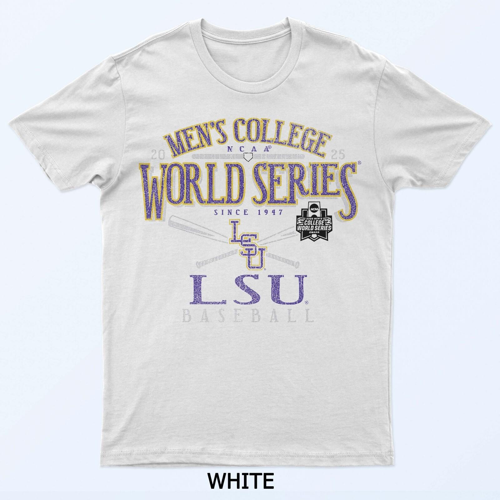 LSU Tigers MCWS 2025 Бейсбол Винтажная Белая Футболка S