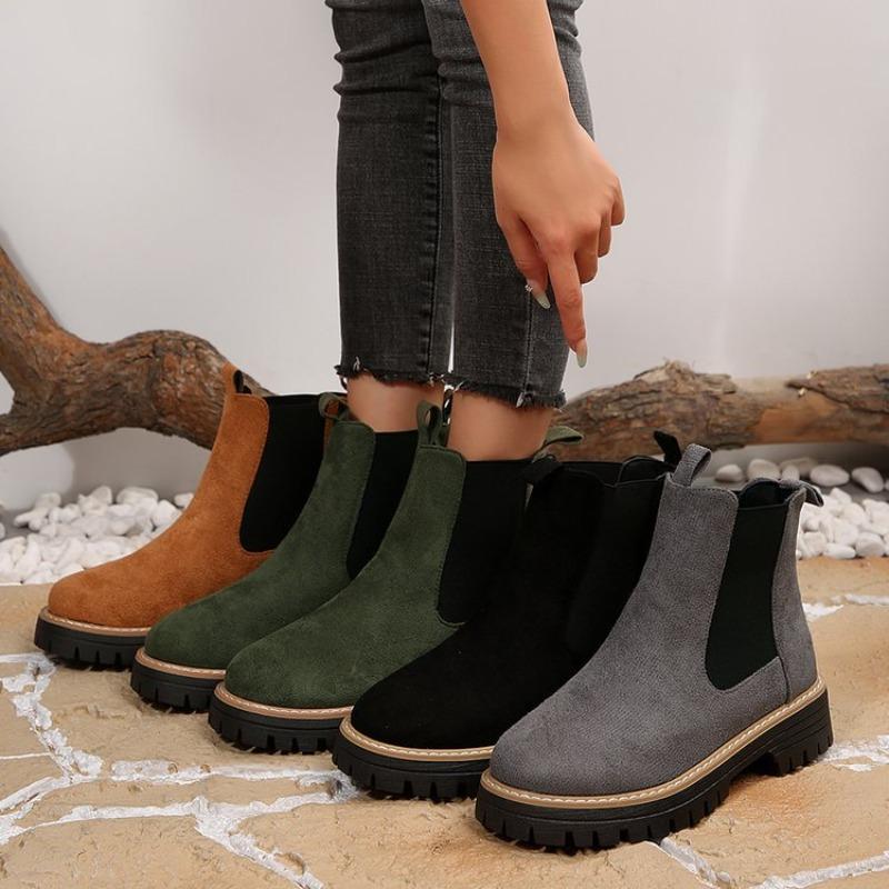 Neue Damen-Herbst-Chelsea-Ankle Boots im britischen Stil aus Wildleder, modische, vielseitige kurze Lederstiefel