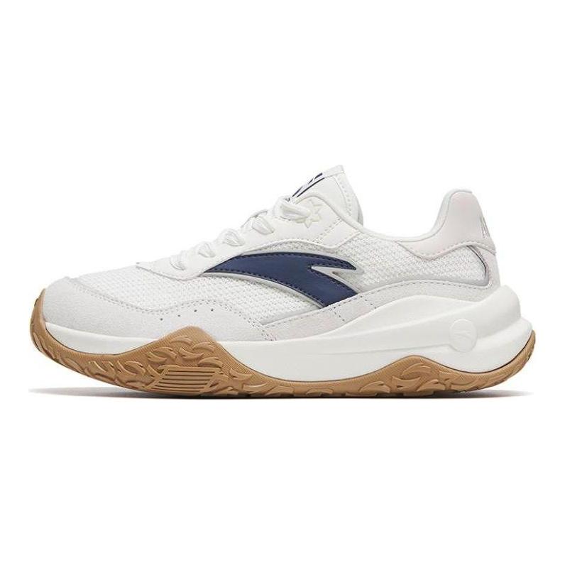 Anta Qicheng Fabric Synthetic Leather Shock Absorbing Non-Slip Wear-Resistant Low-Top Sports Casual Shoes Women Sneakers White Blue 922318859-1