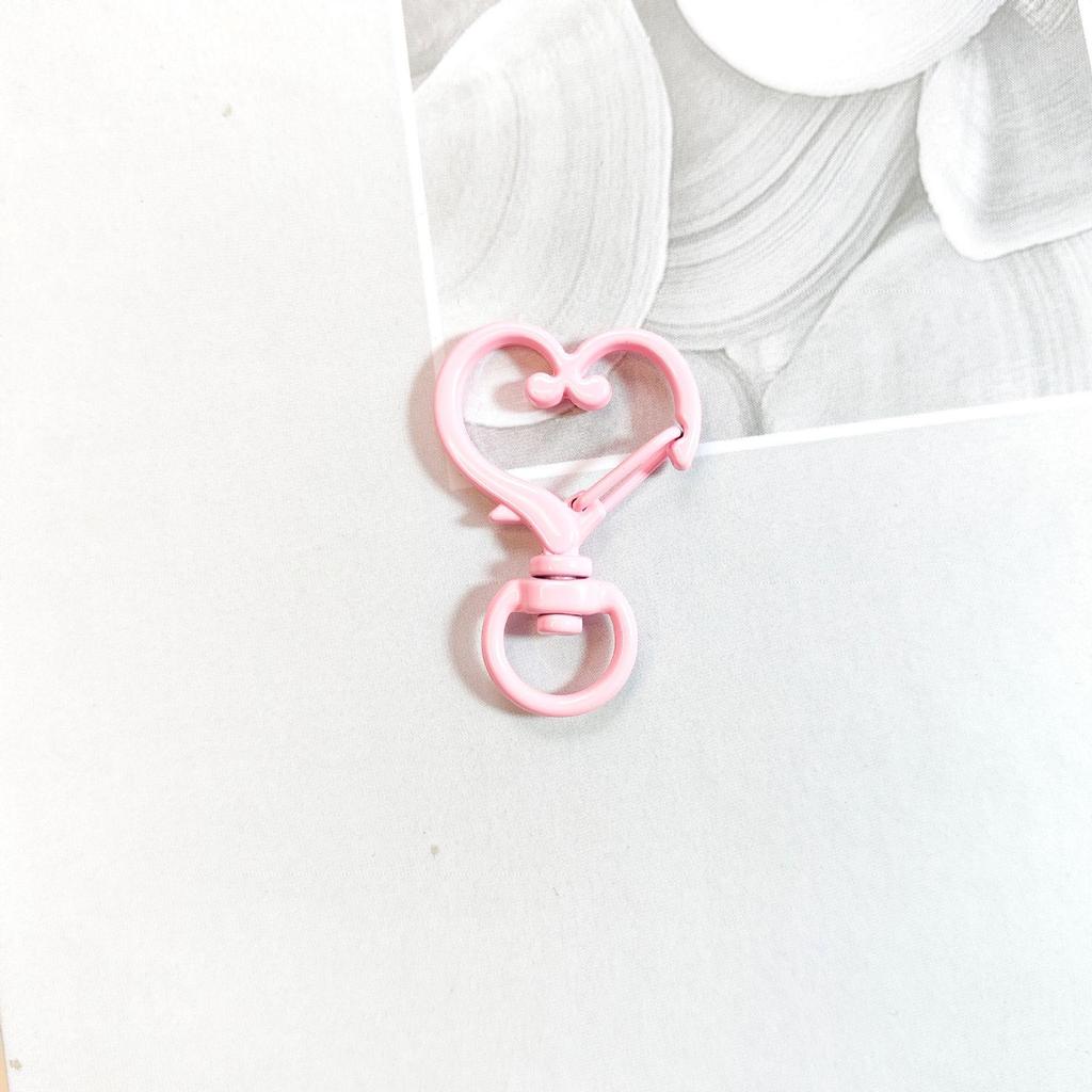 Peach Heart Candy Color Spray Paint Keychain Clasp—DIY Heart-Shaped Connector Ornament
