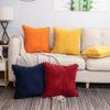 2PCS Boho Chic Corduroy Throw Pillow Cover with Pom-Poms - Soft, Striped Square Cushion Case for Living Room & Bedroom Decor, Perfect for Weddings