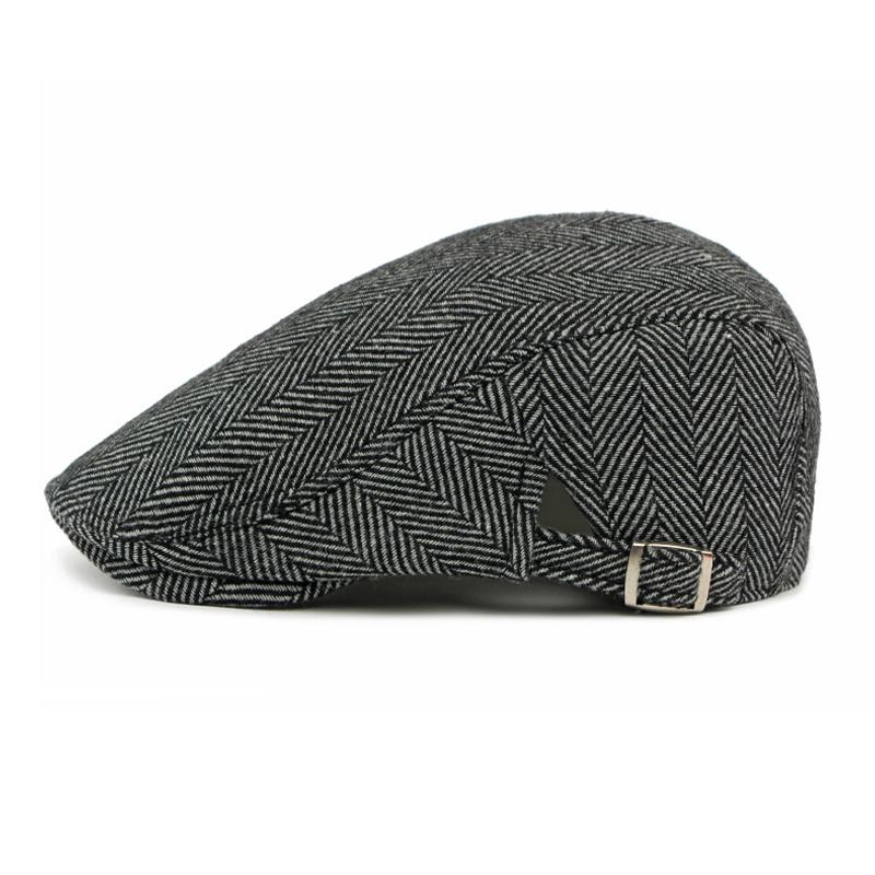 Men's Herringbone Wool Blend Newsboy Cap Vintage Flat Cap for Casual/Cool Weather (5 Color Options)
