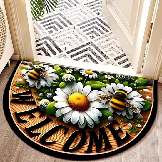 Front Door Mat Entrance Half Circle Rug Outside Entry Welcome Mat Doormat with Non Slip Rubber Backing for Front Door Entryway