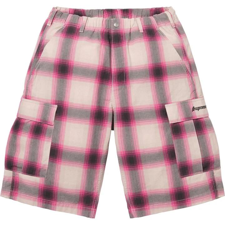 Supreme Shadow Plaid Cargo Short Pink S